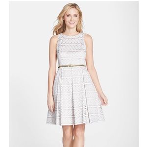 Eliza J eyelet lace fit and flare dress